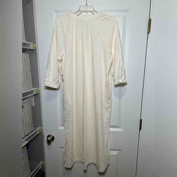 Split-Neck Linen-Blend Midi Dress - Picture 5 of 5